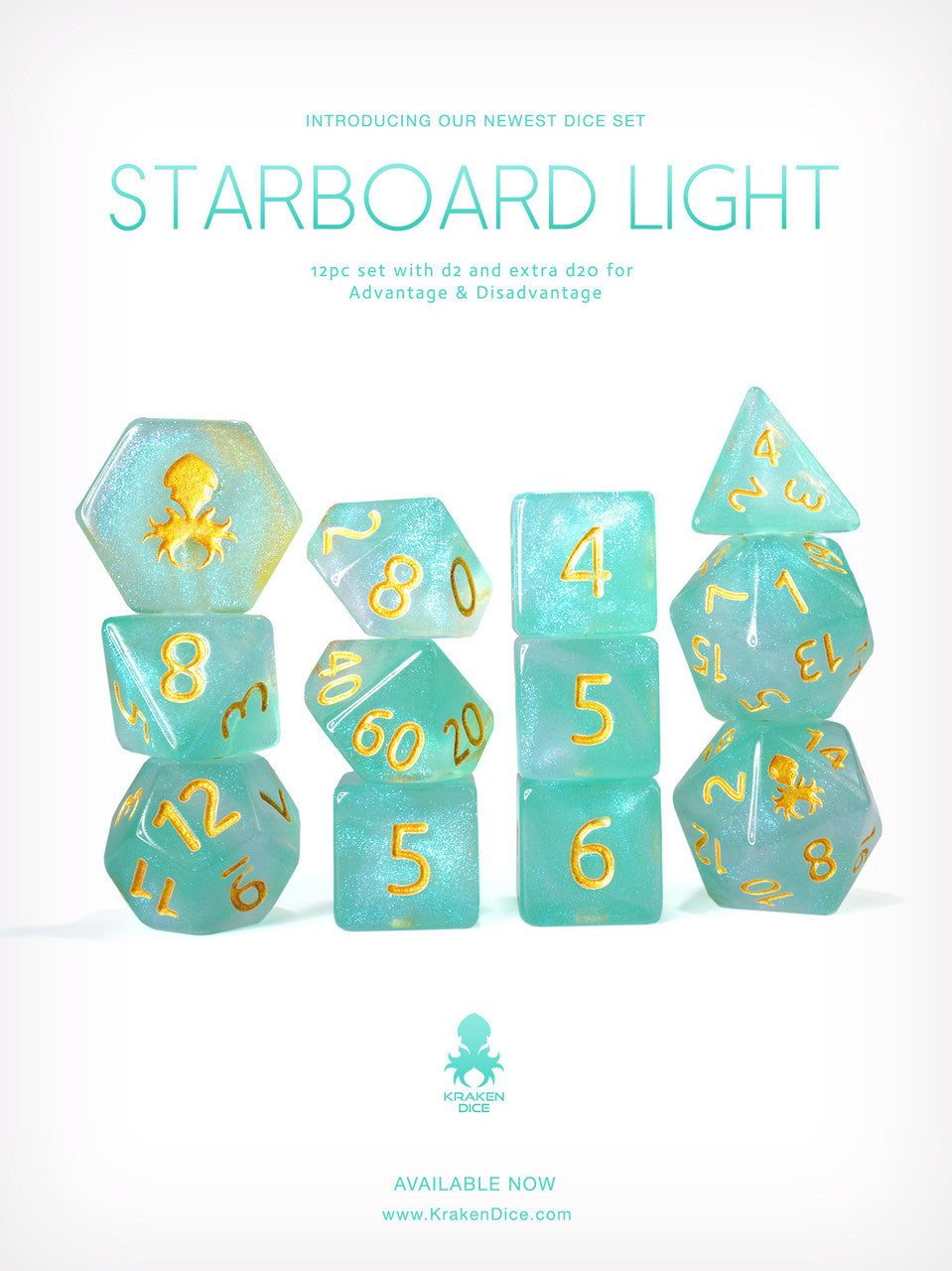 Starboard Light 12pc Glitter RPG Dice Set